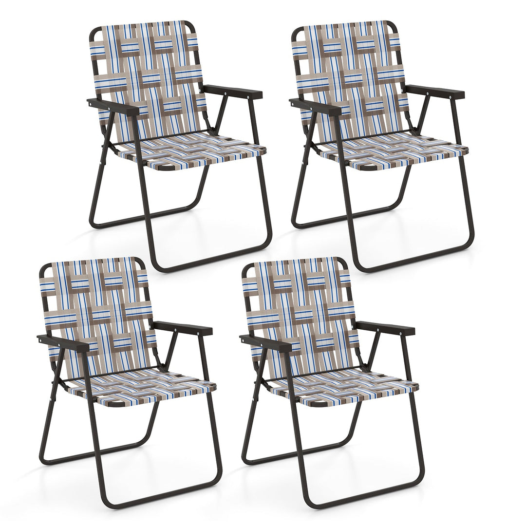 4 Pieces Folding Beach Chair Camping Lawn Webbing Chair