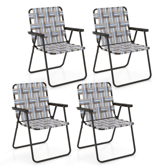 4 Pieces Folding Beach Chair Camping Lawn Webbing Chair
