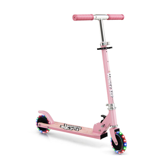Folding Kick Scooter with 3 Adjustable Heights for Kids-Pink