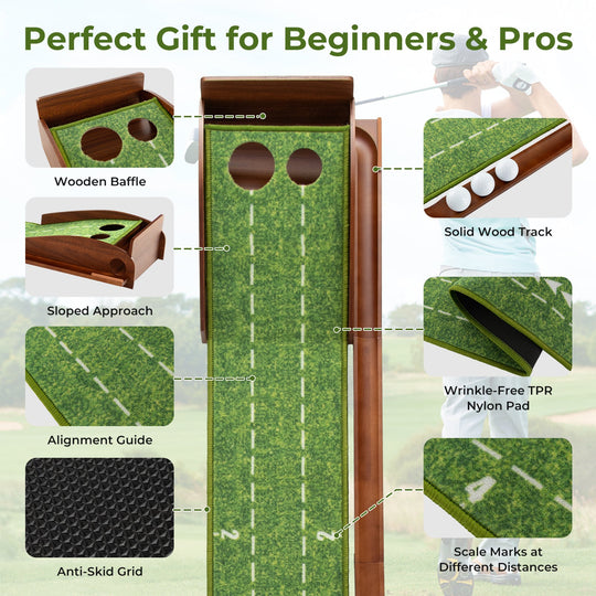 Golf Putting Mat with Auto Ball Return - 10 ft