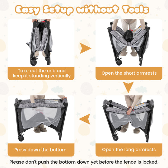 Multi-Functional Baby Playpen with Mattress and Removable Changing Table-Gray