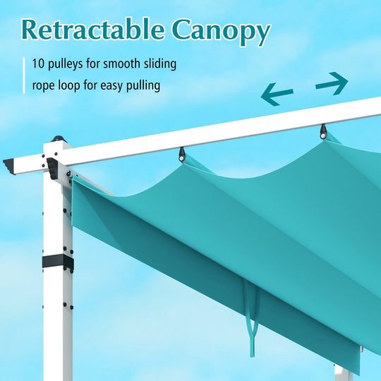 Outdoor Pergola with Retractable Canopy and Aluminum Frame