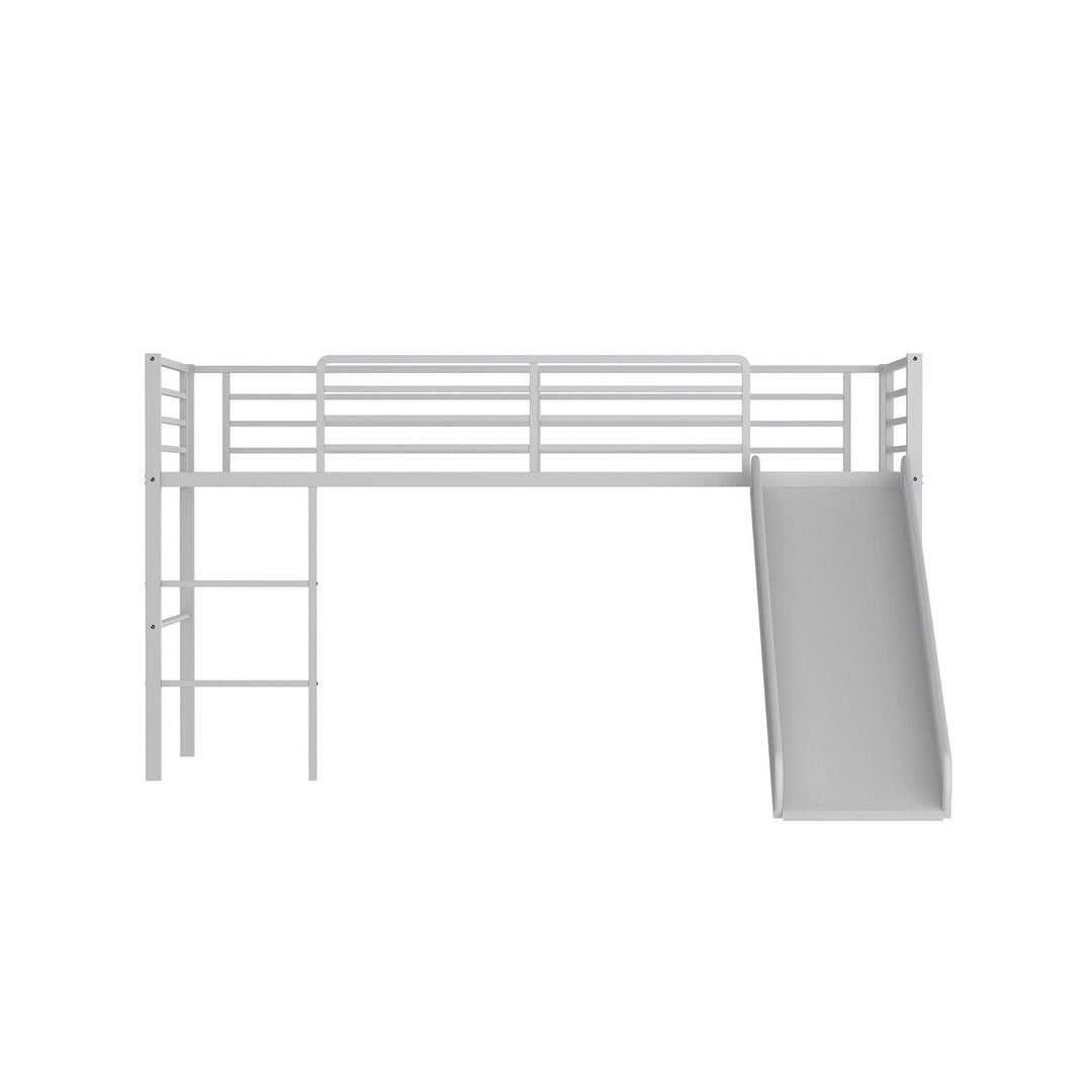 Twin Metal Loft Bed with Slide Safety Guardrails and Built-in Ladder