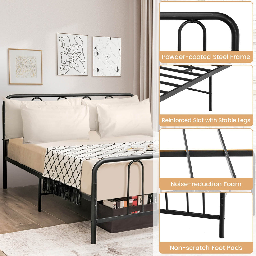 Full/Queen Size Metal Bed Frame with Headboard and Footboard
