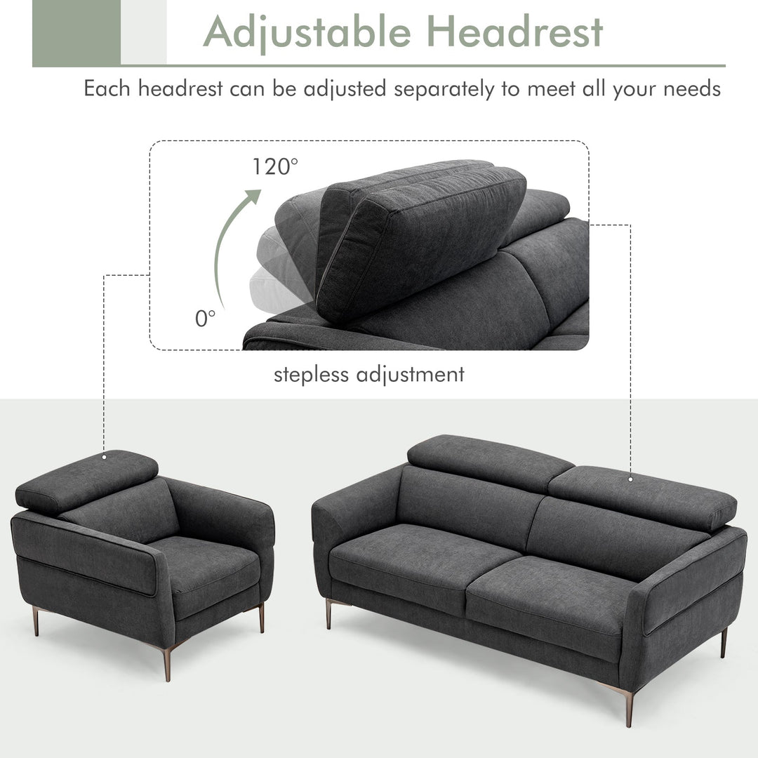 Modern Couched Sofa set with Adjustable Headrest