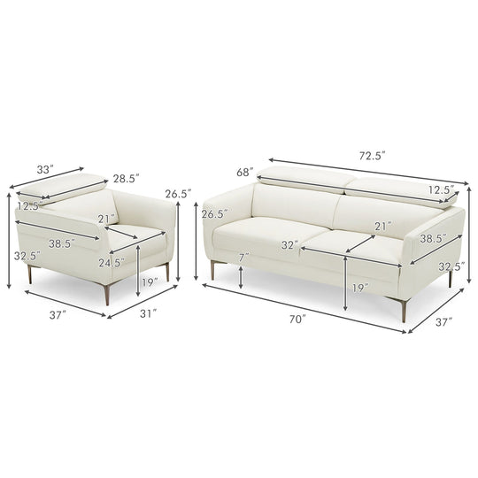 Modern Couched Sofa set with Adjustable Headrest