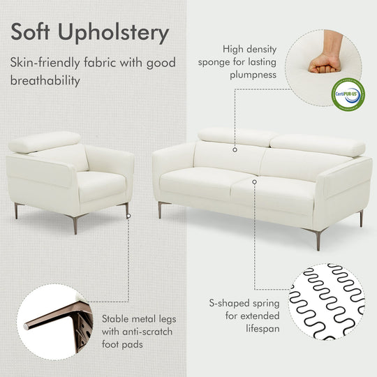 Modern Couched Sofa set with Adjustable Headrest