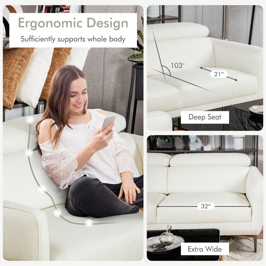 Modern Couched Sofa set with Adjustable Headrest