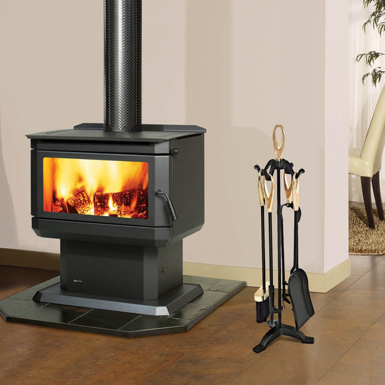 5 Pieces Rustic Heavy Duty Compact Wrought Iron Fireplace Tools Set
