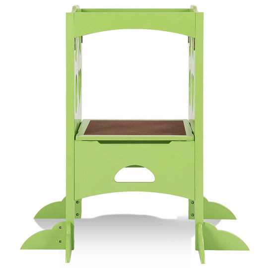 Folding Kids Kitchen Counter Step Stool-Green