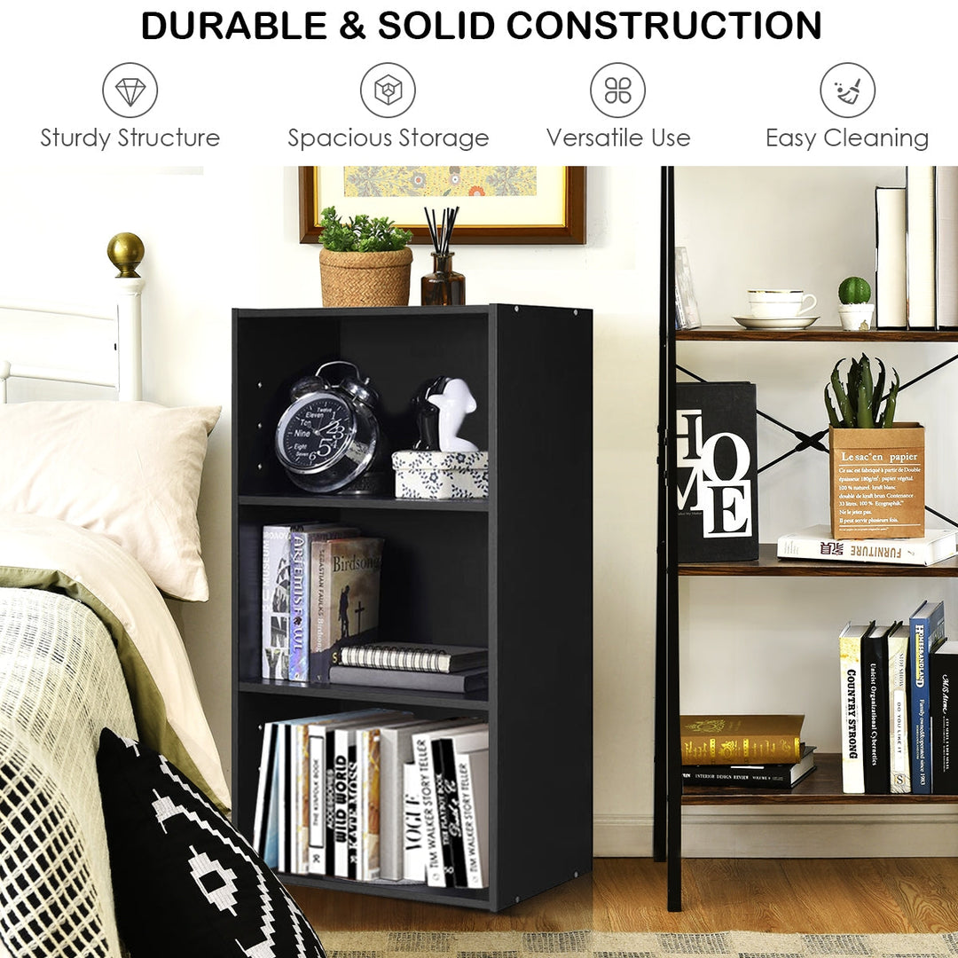 3-Tier Cube Bookcase with Adjustable Shelves for Home Office-Natural