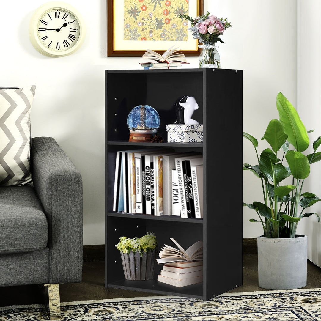 3-Tier Cube Bookcase with Adjustable Shelves for Home Office-Natural