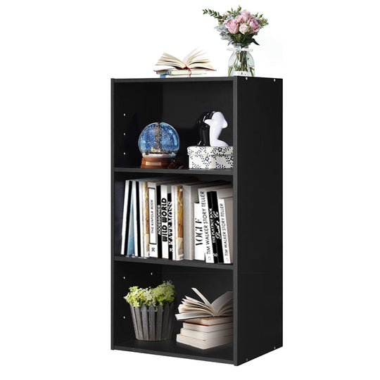 3-Tier Cube Bookcase with Adjustable Shelves for Home Office-Natural