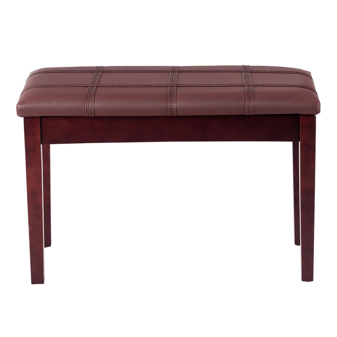 Solid Wood PU Leather Piano Double Duet Keyboard Bench