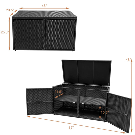 88 Gallon Garden Patio Rattan Storage Container Box