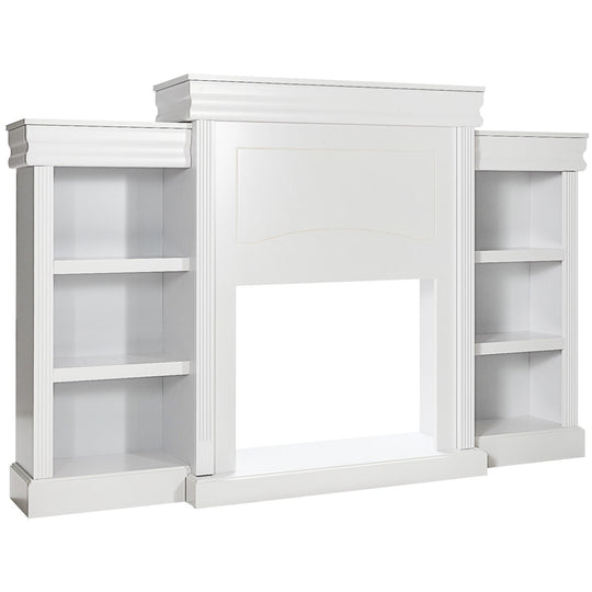 70 Inch Modern Fireplace Media Entertainment Center with Bookcase