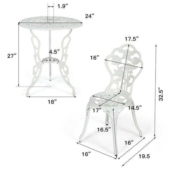Outdoor Cast Aluminum Patio Furniture Set with Rose Design