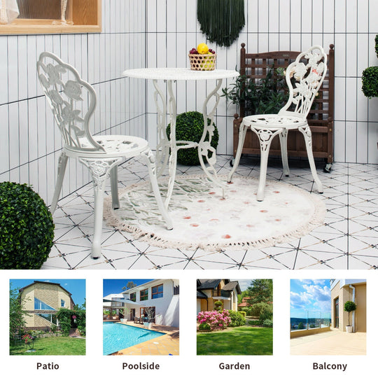 Outdoor Cast Aluminum Patio Furniture Set with Rose Design
