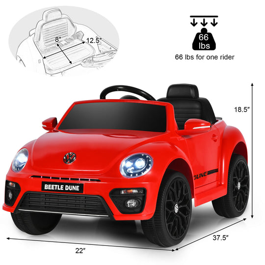 Volkswagen Beetle Kids Electric Ride On Car with Remote Control-Red