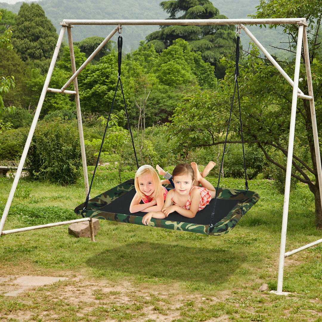 60 Inches Platform Tree Swing Outdoor with  2 Hanging Straps-Camouflage