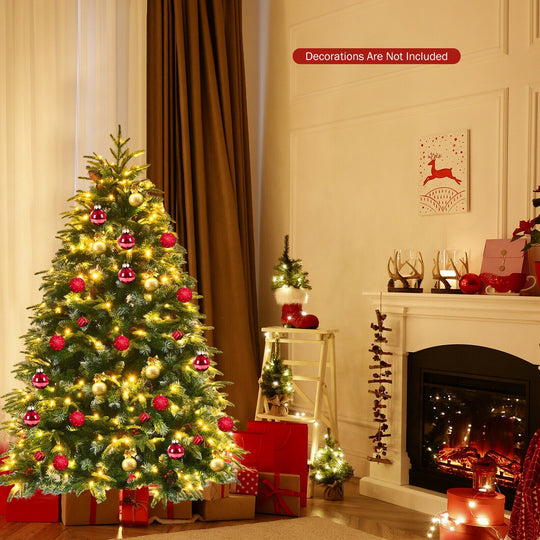 Pre-Lit Snowy Christmas Hinged Tree with Multi-Color Lights