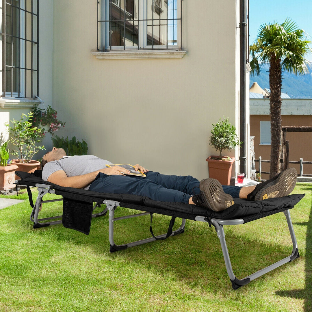 4-Fold Oversize Padded Folding Lounge Chair with Removable Soft Mattress