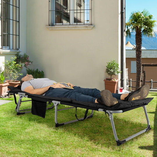 4-Fold Oversize Padded Folding Lounge Chair with Removable Soft Mattress