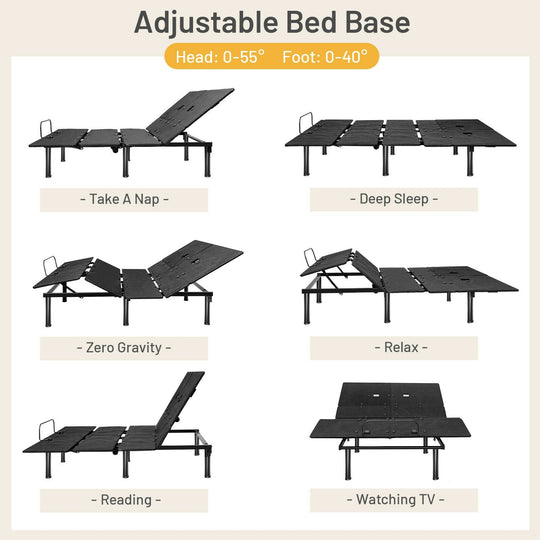 Queen Adjustable Bed Base with Head and Foot Incline