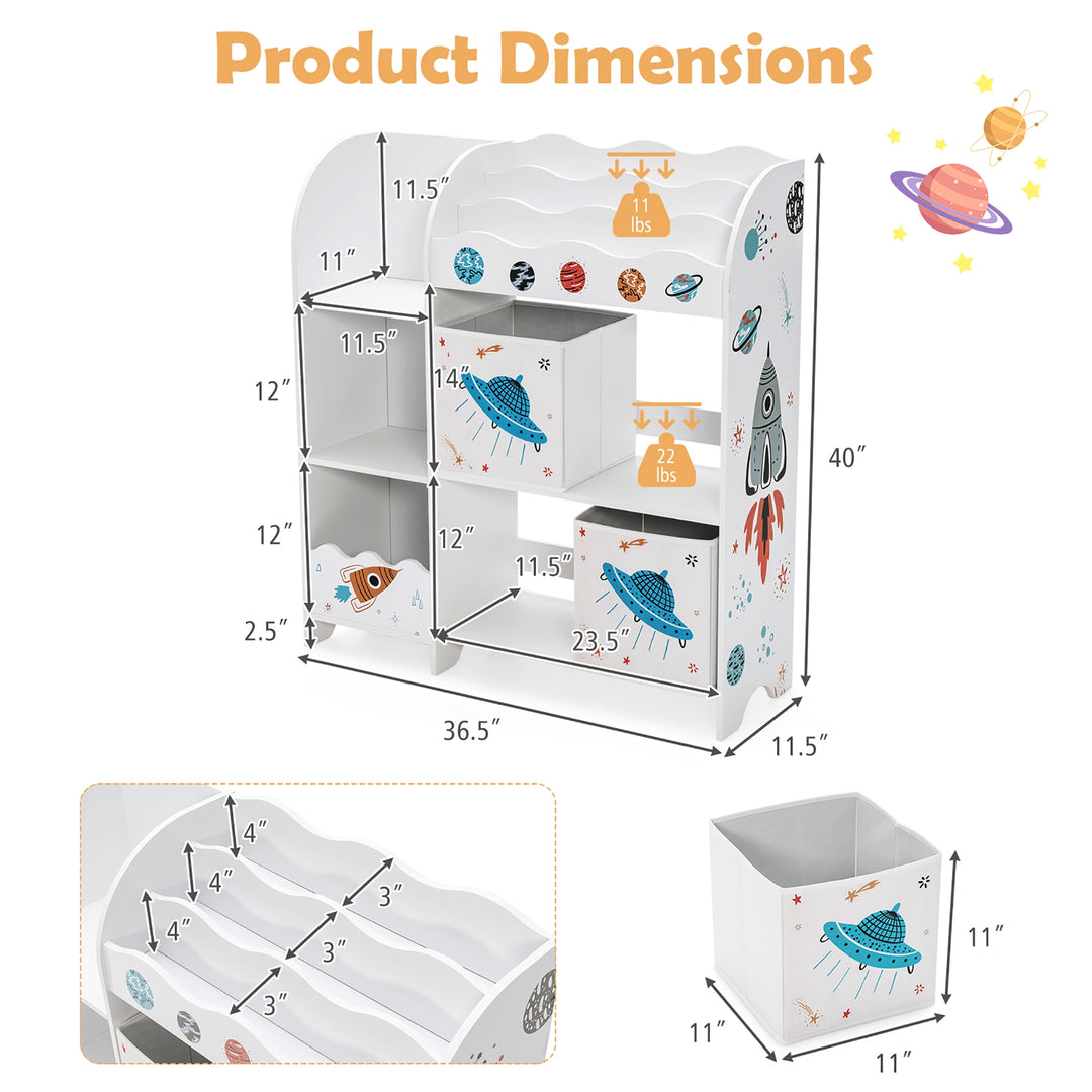 Kids Toy and Book Organizer Children with Storage Bins
