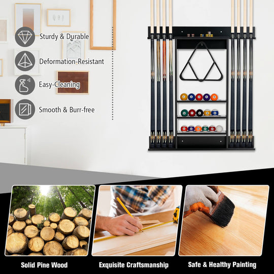 Wall-mounted Billiards Pool Cue Rack Only