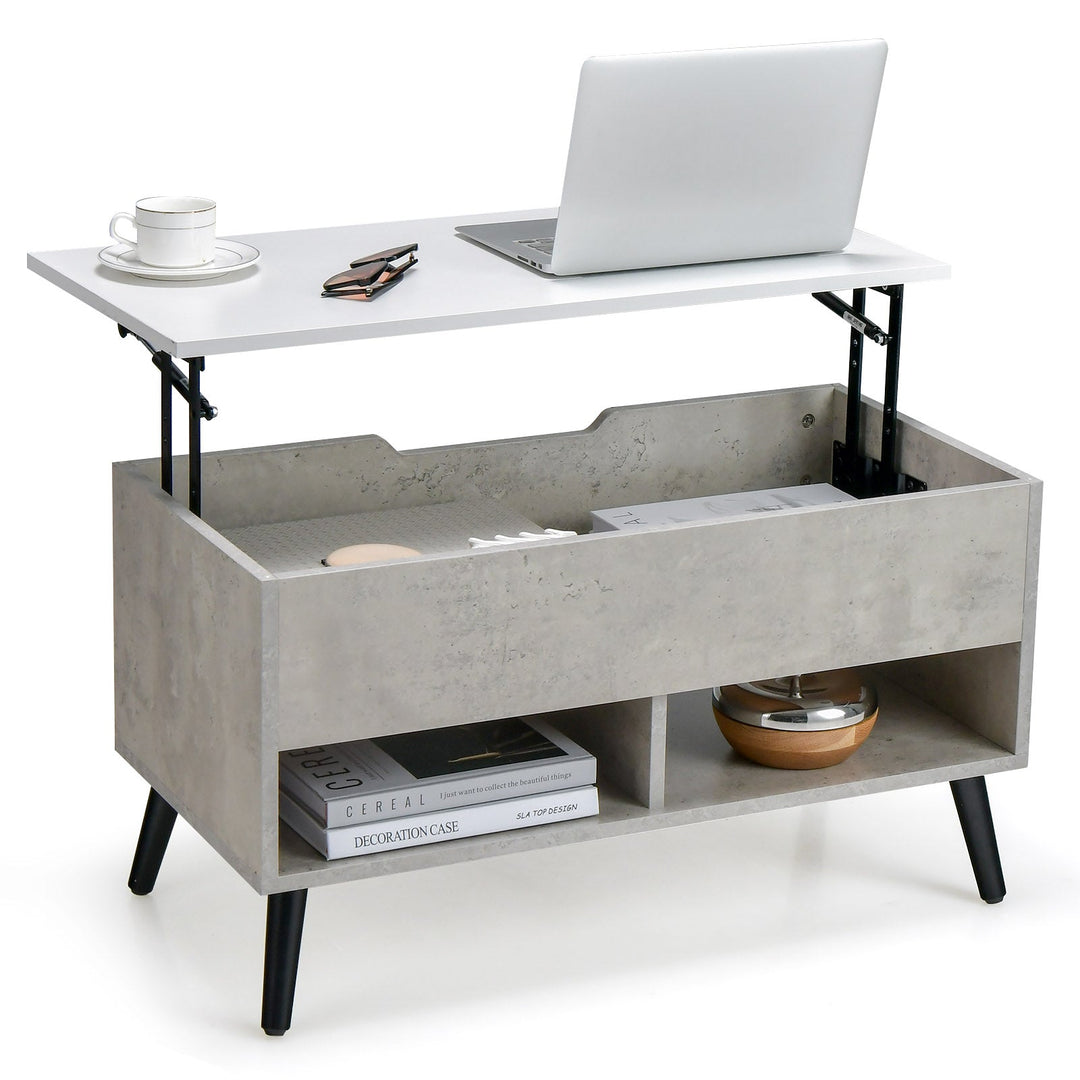 31.5 Inch Lift-Top Coffee Table with Hidden Storage and 2 Open Shelves