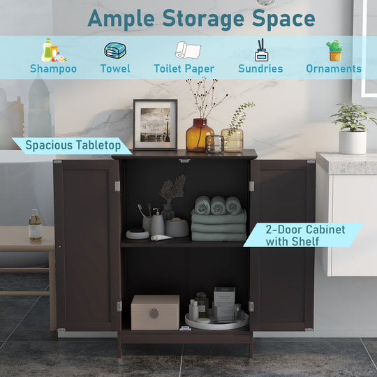 Bathroom Floor Storage Double Door Cupboard Cabinet