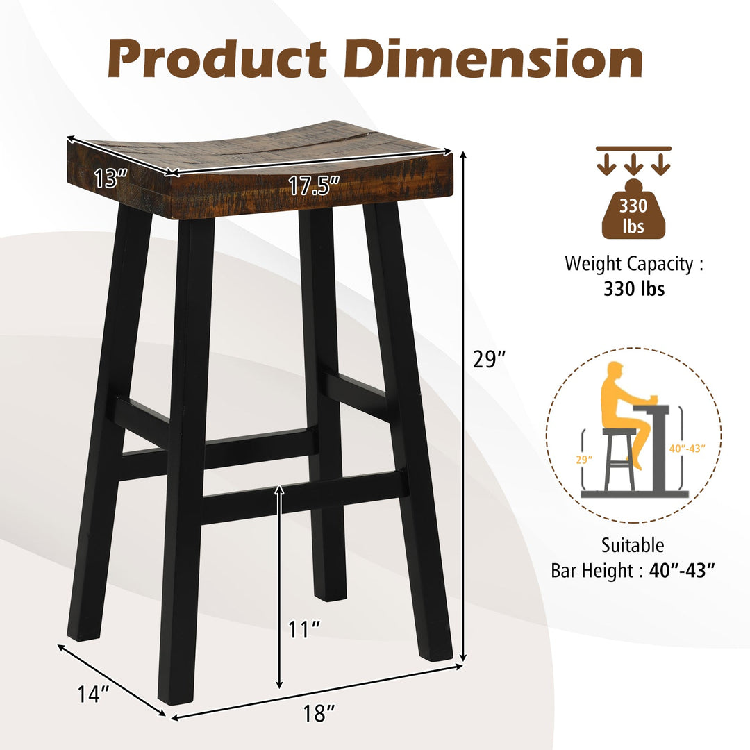 24 Inch Solid Wood Saddle-Seat with Curved Seat Surface and Comfortable Footrests