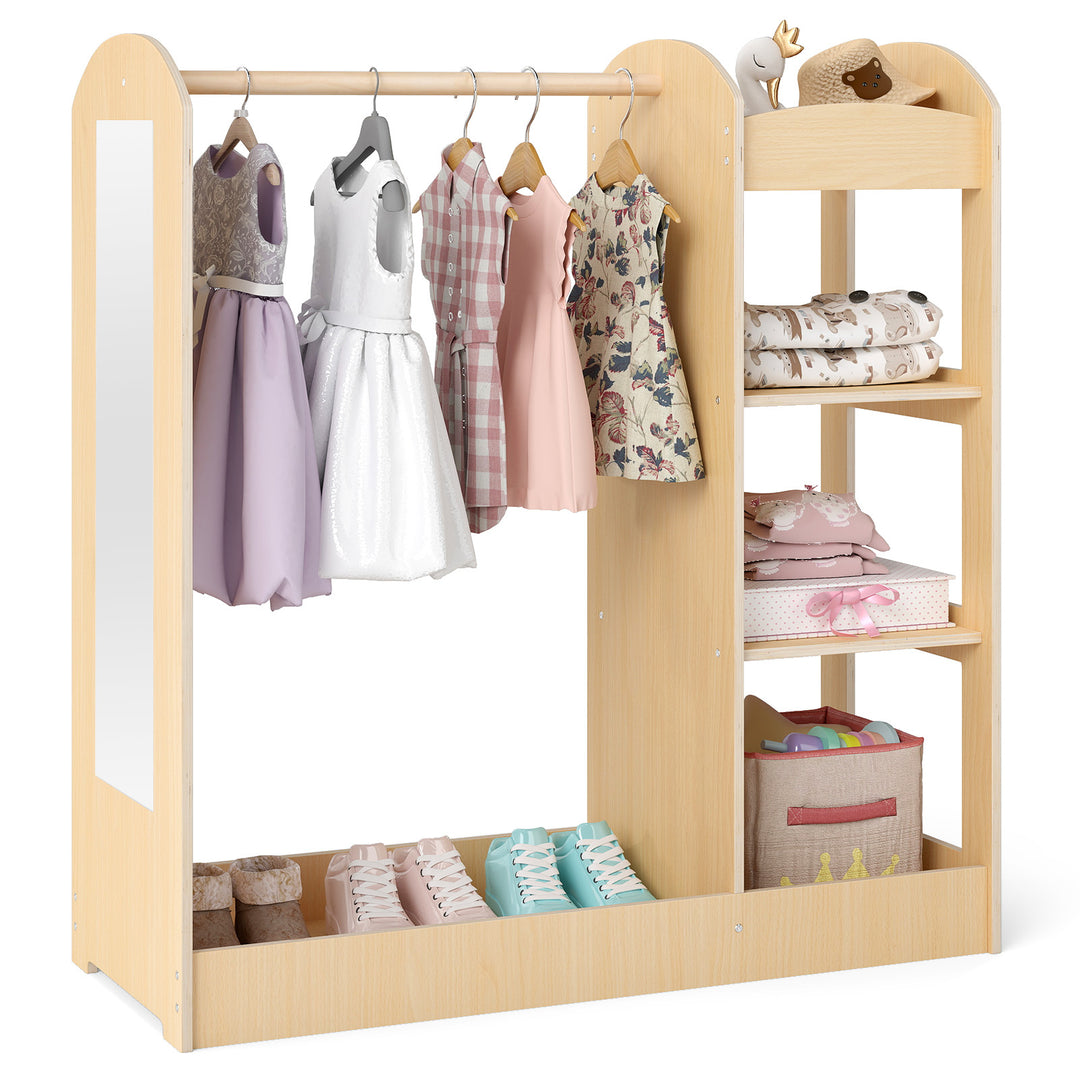 Kids Dress Up Storage with Mirror-Natural