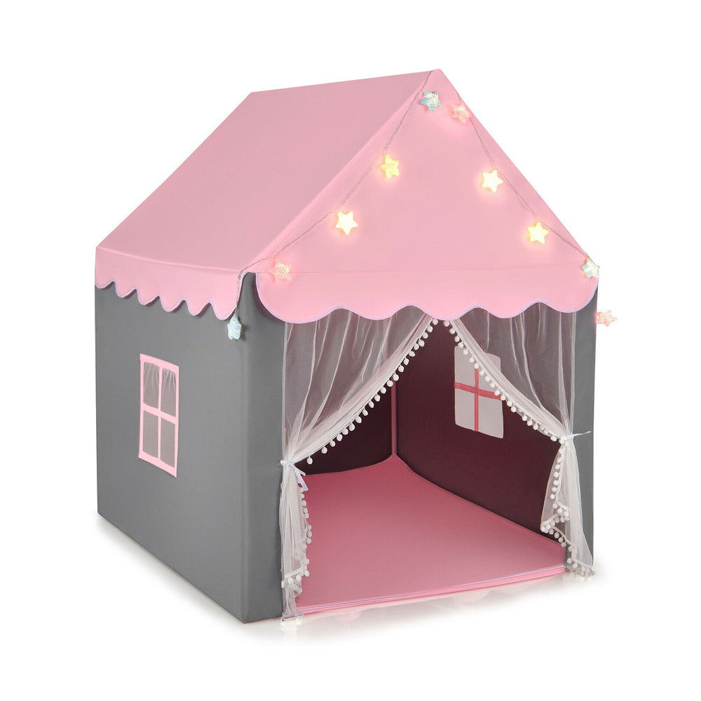 Kids Playhouse Tent with Star Light and Mat-Pink