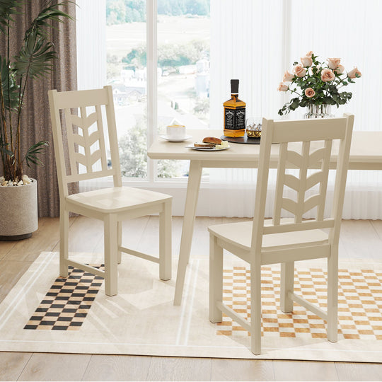 Kitchen Side Dining Chair Set of 2 with Rubber Wood Frame
