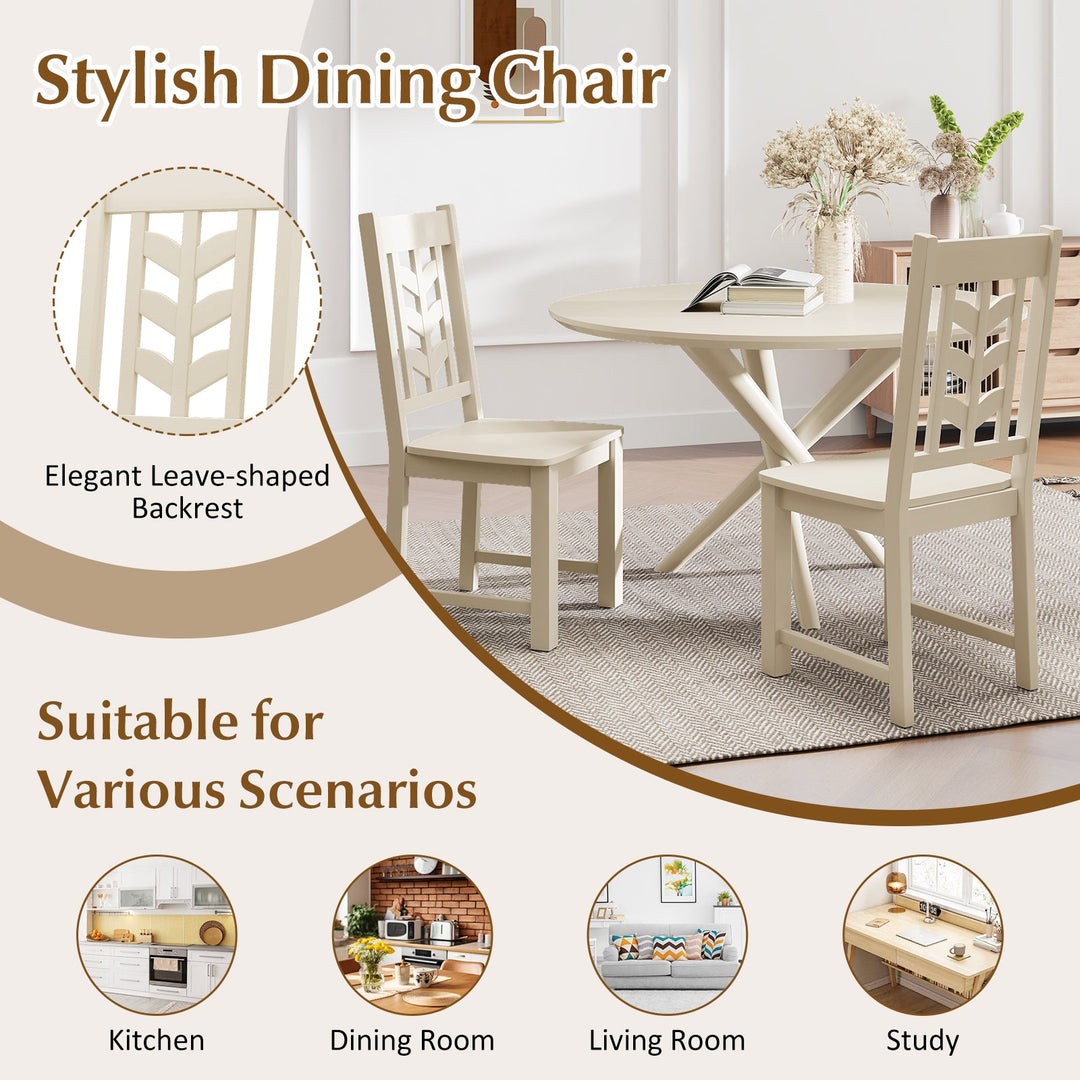 Kitchen Side Dining Chair Set of 2 with Rubber Wood Frame