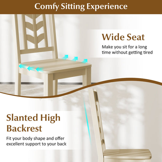 Kitchen Side Dining Chair Set of 2 with Rubber Wood Frame