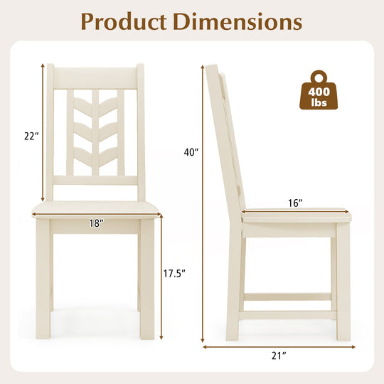 Kitchen Side Dining Chair Set of 2 with Rubber Wood Frame