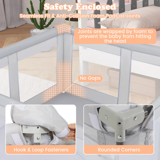 Large Baby Playpen BPA-Free Foldable Toddlers Safety Fence Play Yard with Zipper Gate-M