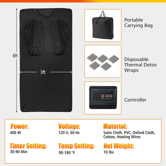 Infrared Sauna Blanket with Arm Sleeves and Carry Bag