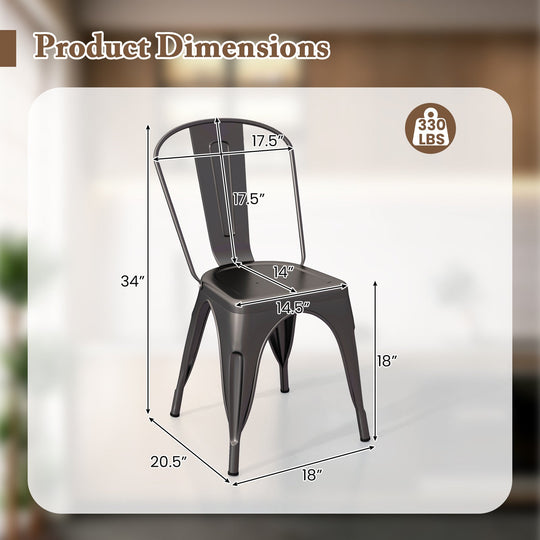 Metal Dining Chairs Set of 4 with Removable Backrest for Dining Room Restaurant Living Room