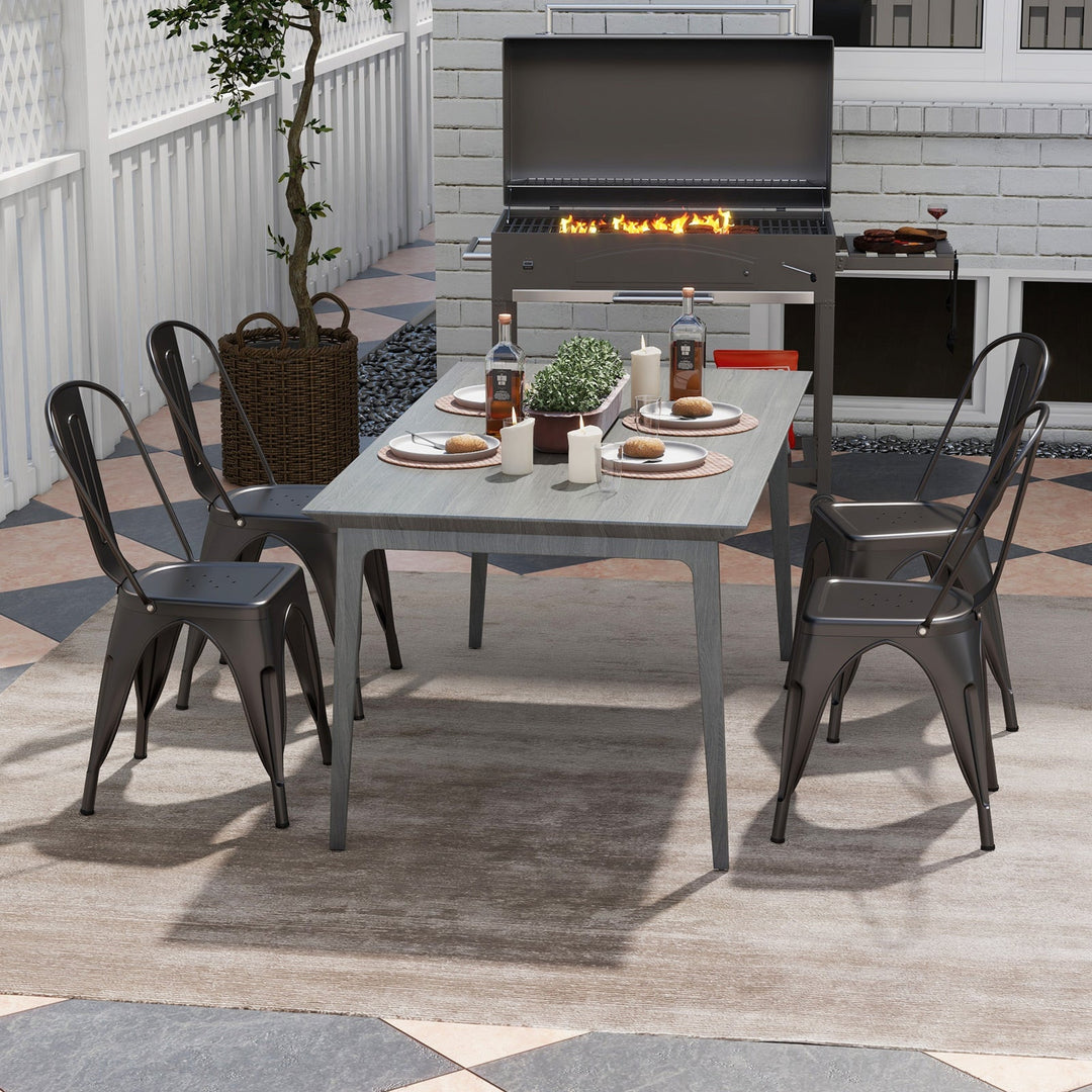 Metal Dining Chairs Set of 4 with Removable Backrest for Dining Room Restaurant Living Room
