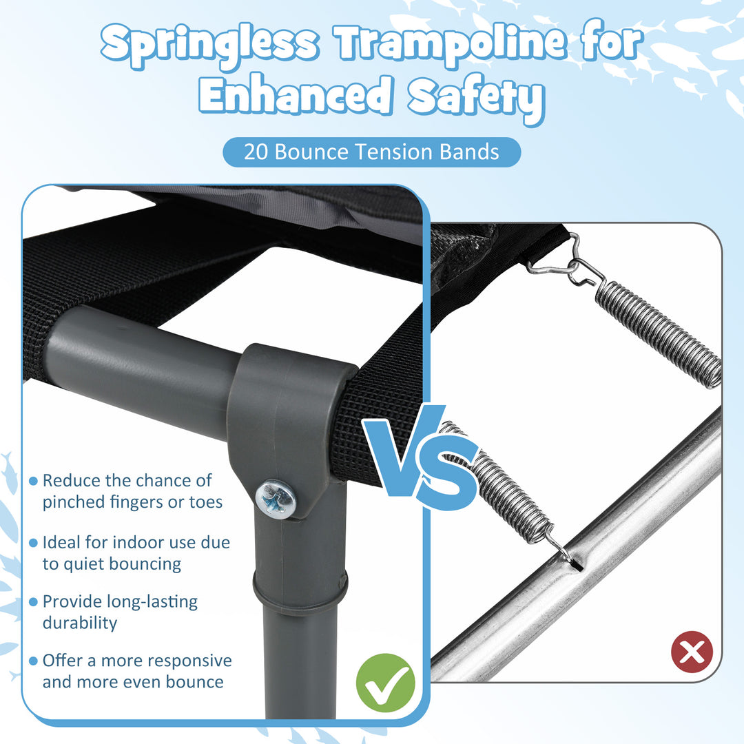 Mini Trampoline Folding Small Rebounder for Kids with Lights-Blue