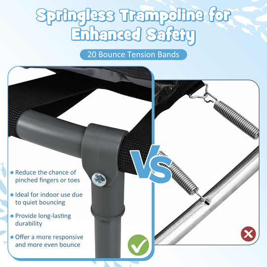 Mini Trampoline Folding Small Rebounder for Kids with Lights-Blue