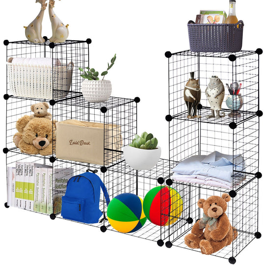 12-Cube Wire Storage Organizer 42" x 14" x 56" Metal Grid
