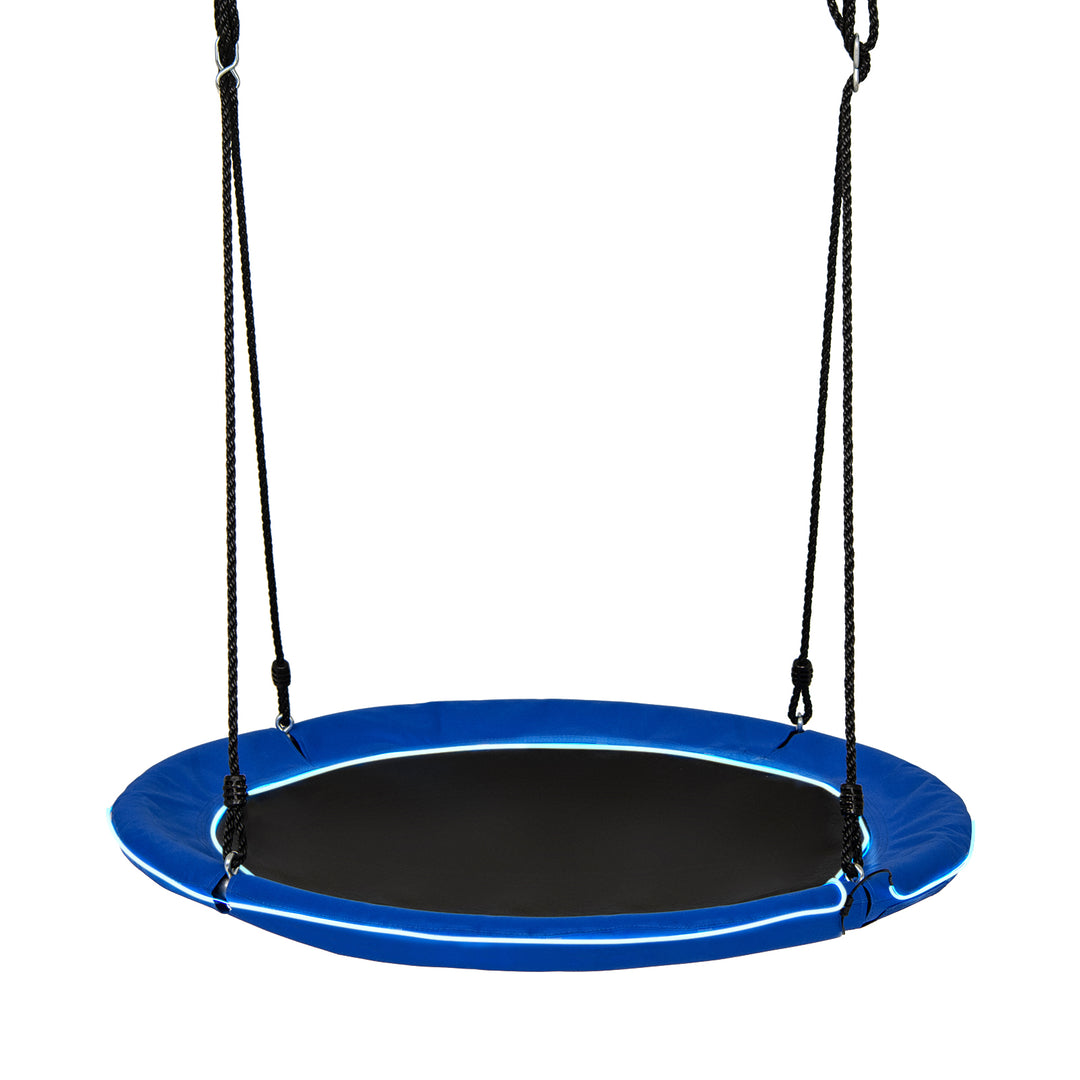 40 Inches Saucer Tree Swing Round with Lights for Kids and Adults-Navy