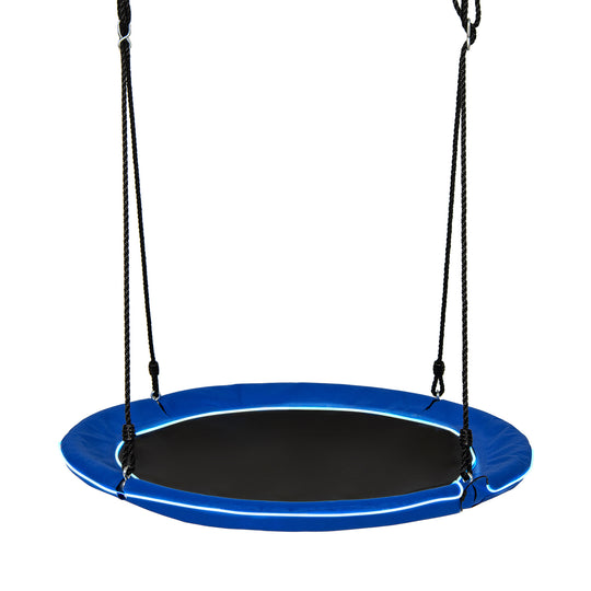 40 Inches Saucer Tree Swing Round with Lights for Kids and Adults-Navy