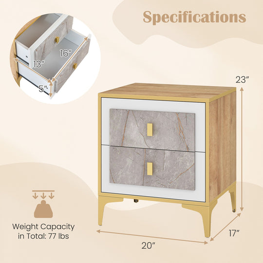 Nightstand with 2 Pull-out Drawers for Living Room Bedroom
