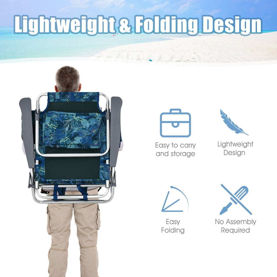 2 Pieces Folding Backpack Beach Chair with Pillow-Pink